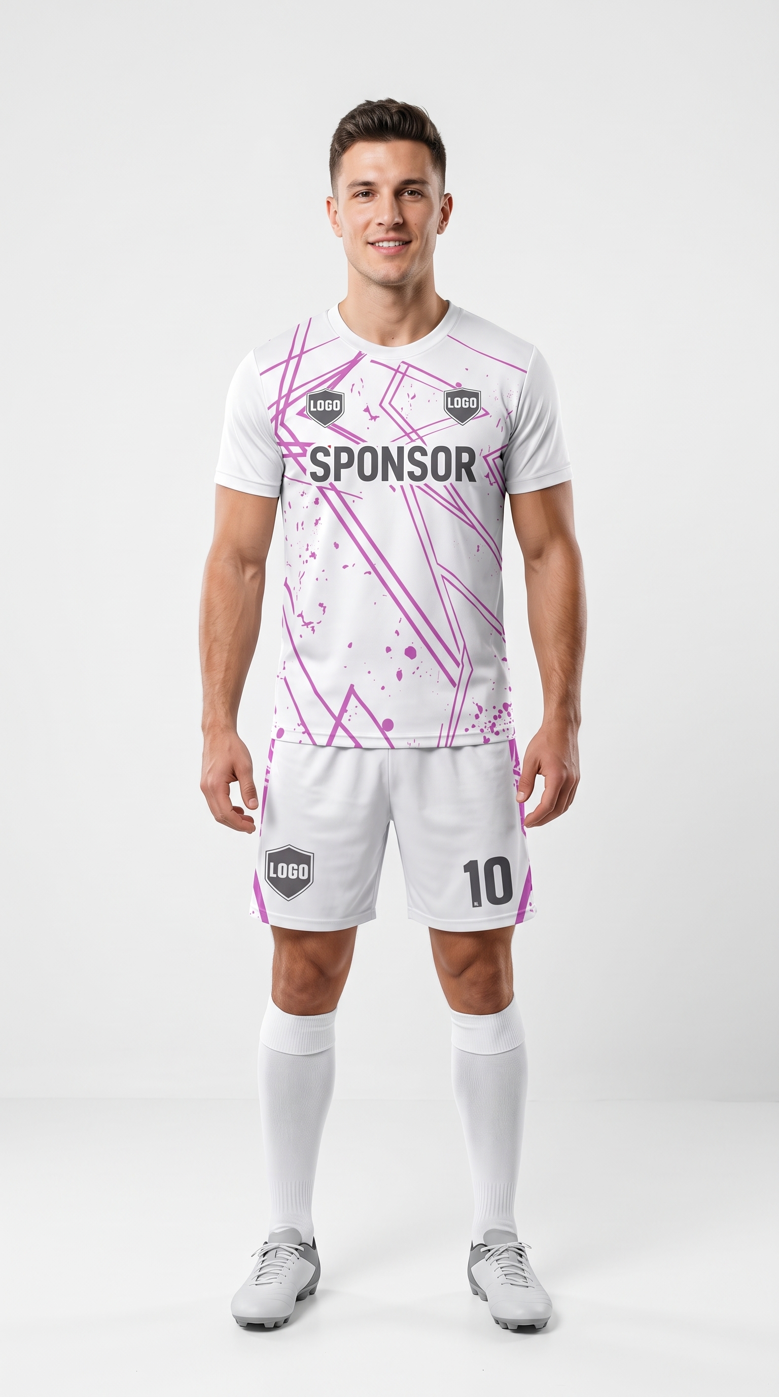 Beyaz Mor Desenli Futbol Forması