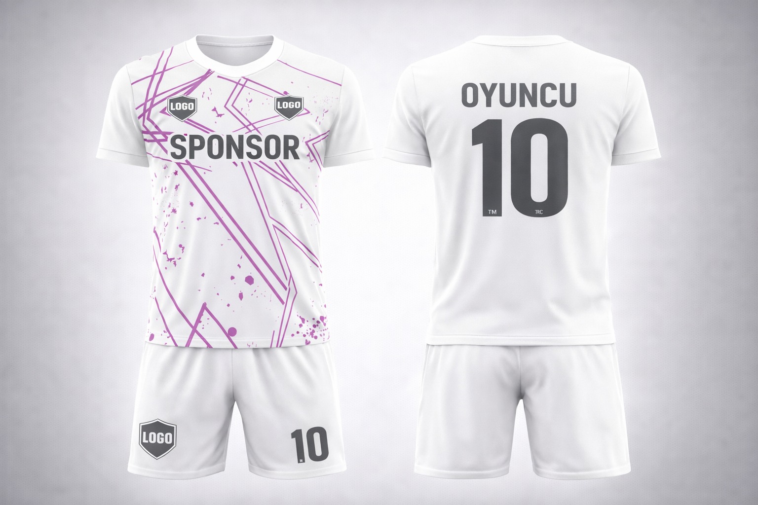 Beyaz Mor Desenli Futbol Forması
