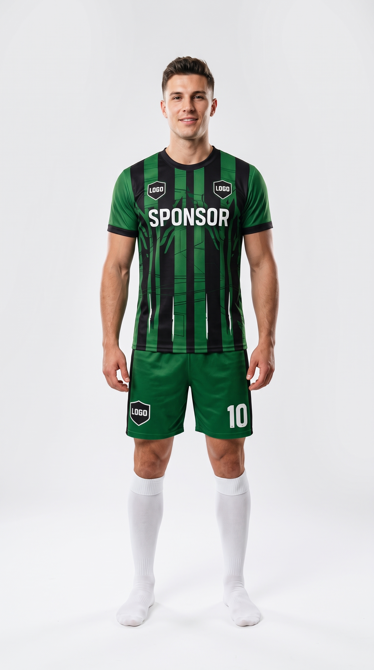 Yeşil Siyah Çizgili Futbol Forması