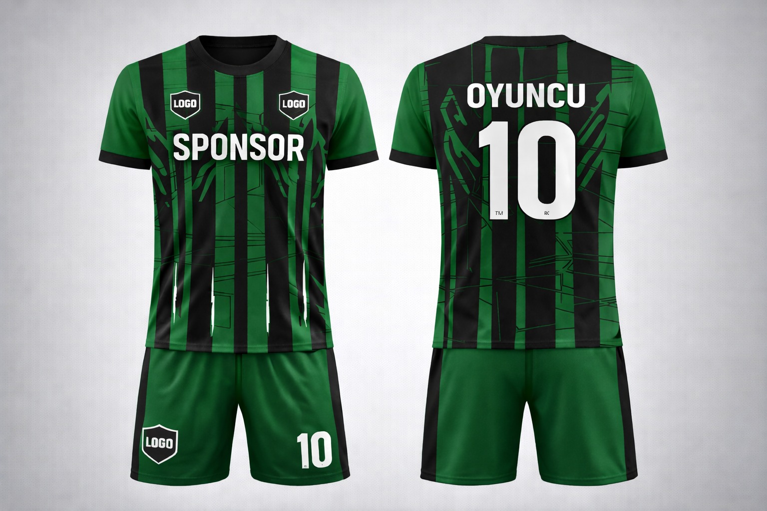 Yeşil Siyah Çizgili Futbol Forması